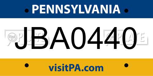 JBA0440 Pennsylvania License Plate
