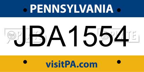 JBA1554 Pennsylvania License Plate