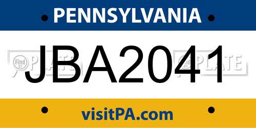 JBA2041 Pennsylvania License Plate