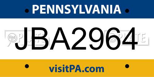 JBA2964 Pennsylvania License Plate