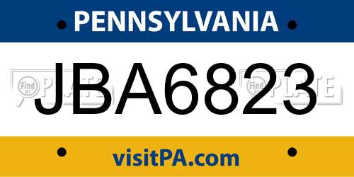 JBA6823 Pennsylvania License Plate