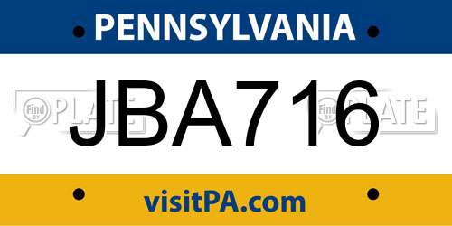 JBA716 Pennsylvania License Plate
