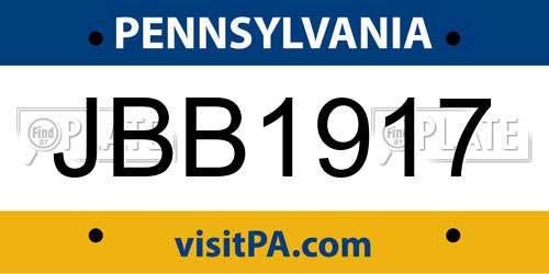 JBB1917 Pennsylvania License Plate