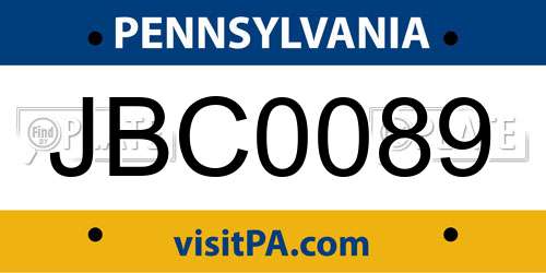 JBC0089 Pennsylvania License Plate