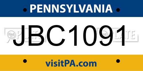 JBC1091 Pennsylvania License Plate