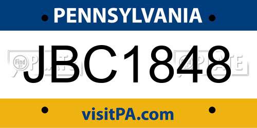 JBC1848 Pennsylvania License Plate