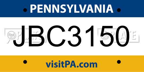 JBC3150 Pennsylvania License Plate