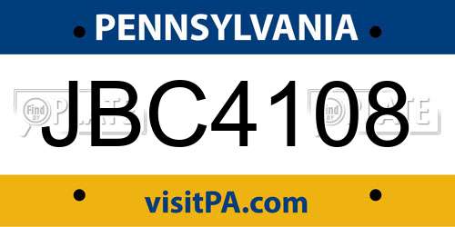 JBC4108 Pennsylvania License Plate