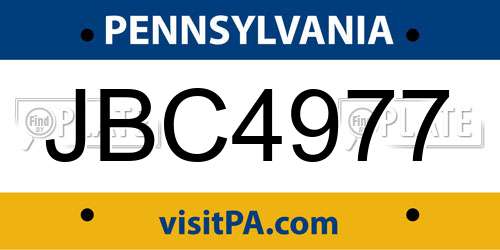 JBC4977 Pennsylvania License Plate