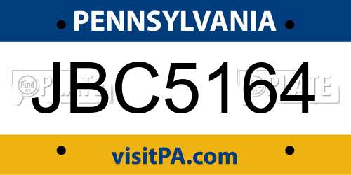 JBC5164 Pennsylvania License Plate