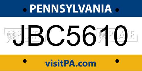 JBC5610 Pennsylvania License Plate