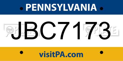 JBC7173 Pennsylvania License Plate