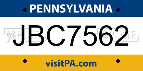 JBC7562 Pennsylvania License Plate