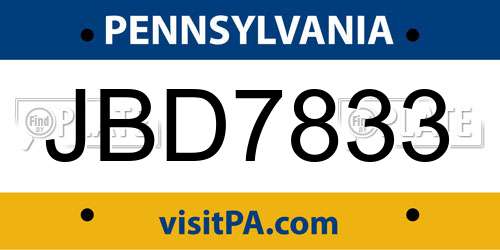 JBD7833 Pennsylvania License Plate