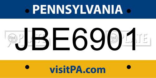 JBE6901 Pennsylvania License Plate