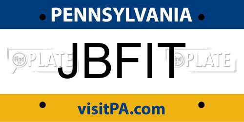 JBFIT Pennsylvania License Plate