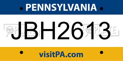 JBH2613 Pennsylvania License Plate