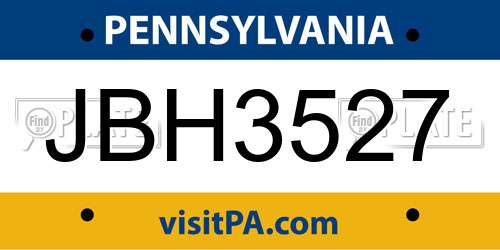 JBH3527 Pennsylvania License Plate
