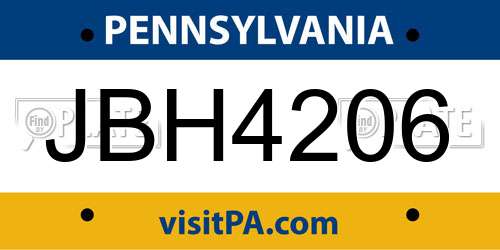 JBH4206 Pennsylvania License Plate