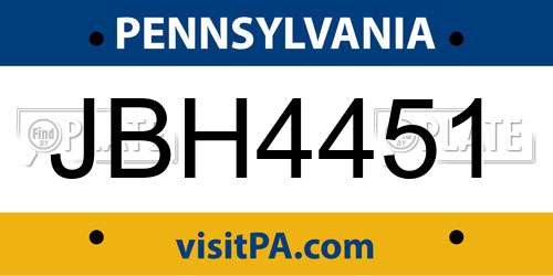 JBH4451 Pennsylvania License Plate