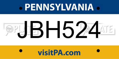 JBH524 Pennsylvania License Plate