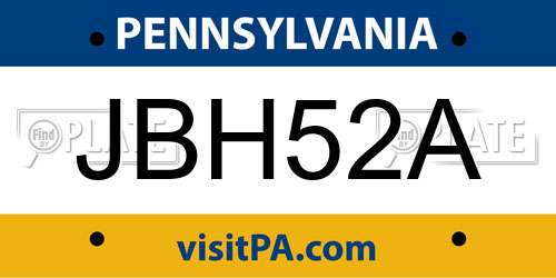 JBH52A Pennsylvania License Plate