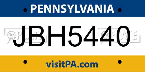 JBH5440 Pennsylvania License Plate