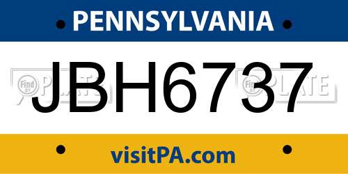 JBH6737 Pennsylvania License Plate