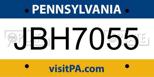 JBH7055 Pennsylvania License Plate