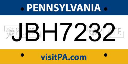 JBH7232 Pennsylvania License Plate