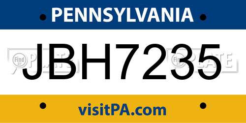 JBH7235 Pennsylvania License Plate