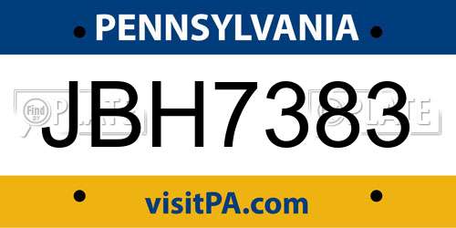 JBH7383 Pennsylvania License Plate