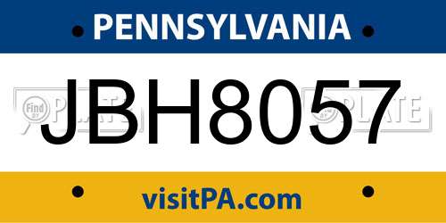 JBH8057 Pennsylvania License Plate
