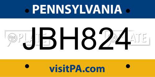 JBH824 Pennsylvania License Plate