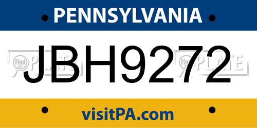 JBH9272 Pennsylvania License Plate