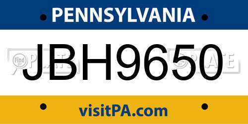 JBH9650 Pennsylvania License Plate