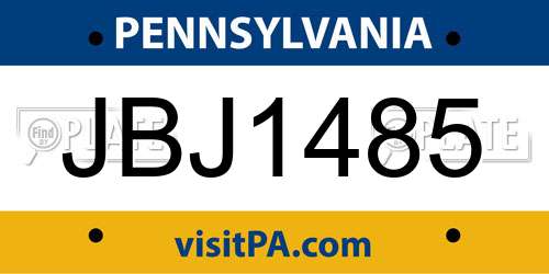 JBJ1485 Pennsylvania License Plate