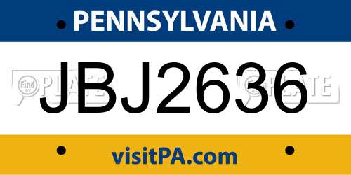 JBJ2636 Pennsylvania License Plate