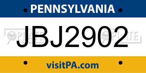 JBJ2902 Pennsylvania License Plate