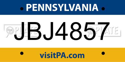 JBJ4857 Pennsylvania License Plate