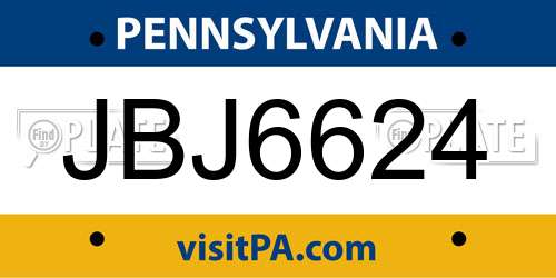 JBJ6624 Pennsylvania License Plate