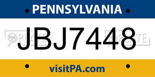 JBJ7448 Pennsylvania License Plate