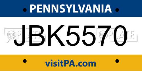 JBK5570 Pennsylvania License Plate