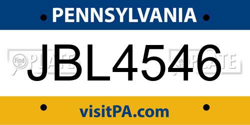 JBL4546 Pennsylvania License Plate