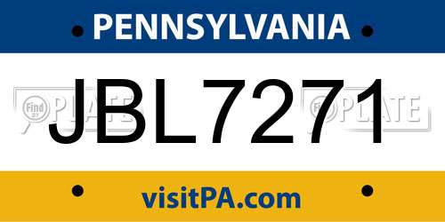 JBL7271 Pennsylvania License Plate