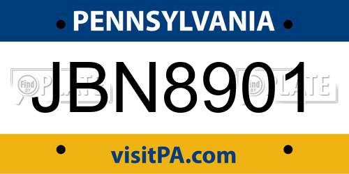 JBN8901 Pennsylvania License Plate