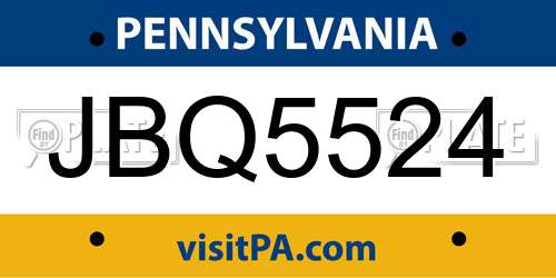 JBQ5524 Pennsylvania License Plate