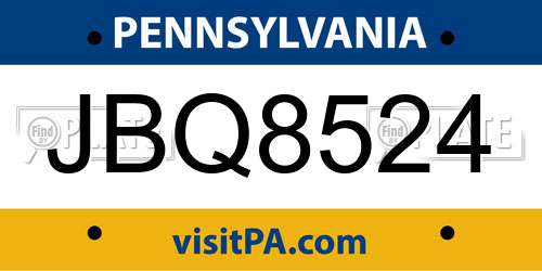 JBQ8524 Pennsylvania License Plate