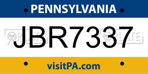JBR7337 Pennsylvania License Plate