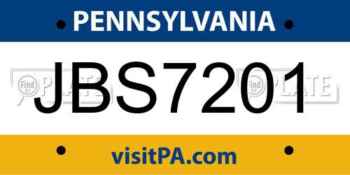 JBS7201 Pennsylvania License Plate